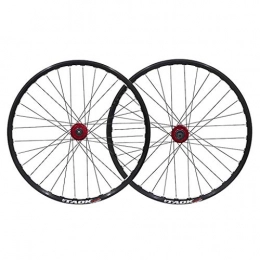 CHP Spares CHP 26inch Bicycle Wheel Bike Wheel Set MTB Double Wall Alloy Rim Disc Brake 7-11 Speed 2 Palin Bearing Hub Quick Release 32H 4 Colors (Color : Red hub)