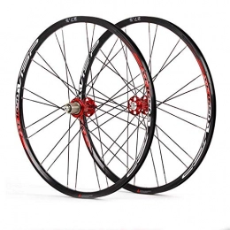 CHP Spares CHP 27.5 Inch Bike Wheelset, Ultralight MTB Rim Double Wall Aluminum Alloy MTB Cycling Wheels Disc Brake Fast Release Mountain Bike Wheels 8-11 Speed (Color : Red)
