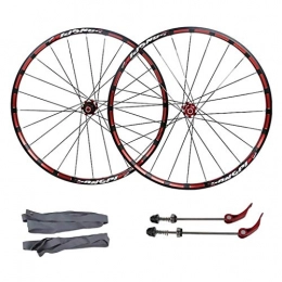 CHP Mountain Bike Wheel CHP Bicycle front rear wheels for 26" 27.5" Mountain Bike, MTB Bike Wheel Set 7 bearing 24H Alloy drum Disc brake 7 8 9 10 11 Speed (Color : Red, Size : 26inch)