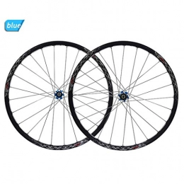 CHP Spares CHP Bicycle Wheel 26" Bike Wheel Set MTB Double Wall Alloy Rim Tires 1.5-2.1" Disc Brake 7-11 Speed Palin Bearing Hub Quick Release 24H 6 Colors (Color : Blue)