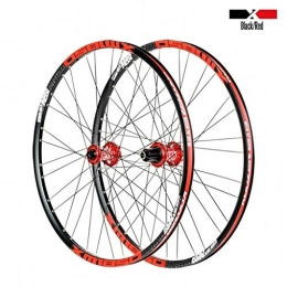 CHP Spares CHP Bicycle Wheelset 26 27.5 Inch MTB Bike Wheels Double Wall Alloy Rim 23mm Cassette Hub Sealed Bearing Disc Brake QR 8-11 Speed 1850g 32H (Color : Black Red, Size : 26inch)