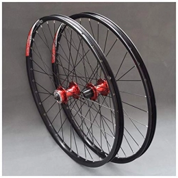CHP Spares CHP Bicycle Wheelset 26 inch MTB Bike Wheels Double Wall Alloy Rim Cassette Hub Sealed Bearing Disc Brake QR 7-11 Speed 32H (Color : Red Hub)