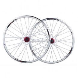CHP Spares CHP Bike Wheelset 26 inch MTB Bicycle Front Wheel Rear Wheel Double Wall Alloy Rim Quick Release 7-10 Speed V / Disc Brake 32H (Color : White)
