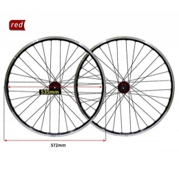 CHP Spares CHP Front And Rear Wheel 26" Bike Wheel Set MTB Double Wall Alloy Rim V / Disc Brake 7-11 Speed Sealed Bearings Hub Quick Release 32H 4 Colors (Color : Red hub)