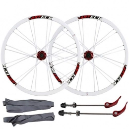 CHP Spares CHP Mountain Bike Wheelset 26 Inch, MTB Cycling Wheels Disc Brake Quick Release Sealed Bearings Compatible 7 8 9 10 Speed (Color : White, Size : 26inch)