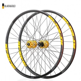 CHP Spares CHP MTB Bike Wheel Bicycle Wheelset 26 27.5 29 Inch Double Wall Alloy Rim 18.5mm Cassette Hub Sealed Bearing Disc Brake QR 7-11 Speed 1920g 32H (Color : Black Gold, Size : 27.5inch)