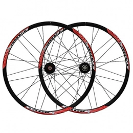 CHP Spares CHP MTB Wheel 26" Bike Wheel Set Bicycle Double Wall Alloy Rim Disc Brake 7-11 Speed Palin Bearing Hub Quick Release 24H 4 Colors (Color : Red)