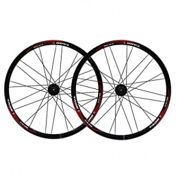 CHP Spares CHP Wheel 26" Bike Wheel Set MTB Double Wall Alloy Rim Disc Brake 7-11 Speed Tires 1.5-2.1" Sealed Bearings Hub Quick Release 28H 6 Colors (Color : Black red)