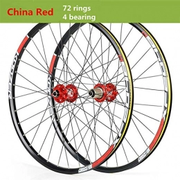 CHUDAN Spares CHUDAN Mountain Bike Front Wheel Rear Wheel 26 / 27.5 / 29 Inch Aluminum Alloy Bicycle Wheelset Double-Walled MTB Rim Disc Brake Fast Release 32H 8-11 Speed, Red, 27.5in