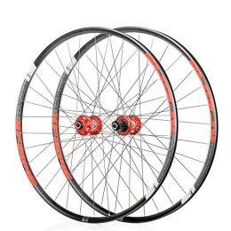 CHUDAN Spares CHUDAN Mountain Bike Wheels, Bicycle Wheelset 26 / 29 / 27.5 Inch Front Rear Wheelset Double-Walled MTB Rim Fast Release Disc Brake 32Holes 4 Palin 8-11 Speed, Red, 27.5in