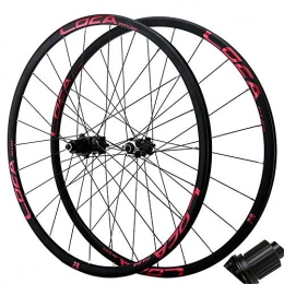 CHUDAN Spares CHUDAN Mountain bike wheelset 26 / 27.5 in Bicycle wheel set Double walled MTB rim Alloy rim bicycle wheels Cassette hub 24 holes 7-12 speed disc brake with PVC tire pad, Red, 26