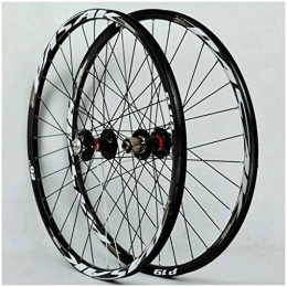 LHHL Mountain Bike Wheel Components 26 27.5 Inch Mountain Bike Wheel Double Layer Alloy Rim Disc Brake Bicycle Wheelset MTB 32H 7-11speed Cassette Hubs Sealed Bearing QR Schrader Valve (Color : Black, Size : 29inch)