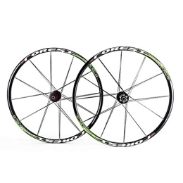 LHHL Mountain Bike Wheel Components 26 / 27.5 Inch Mountain Bike Wheels, MTB Bike Wheel Set Disc Rim Brake7 8 9 10 11 Speed Sealed Bearings Hub Hybrid Bike Touring (Color : Green, Size : 27.5inch)
