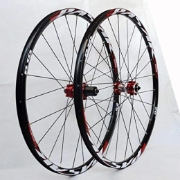 LHHL Mountain Bike Wheel Components MTB Wheel 26 27.5 29inch Bicycle Cycling Rim Disc Brake Mountain Bike Wheel 24H 7-12speed Cassette Hubs QR Sealed Bearing (Color : Red)