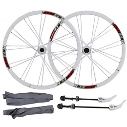 Coool Spares Coool 26 Inches White Bicycle Wheel Set with Flat Spokes 100mm Front Wheel 135mm Rear Wheel for Disc Brake Mountain Bike