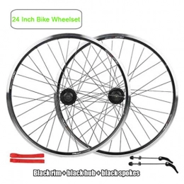 Cuthf Spares Cuthf 24 Inch Mountain Road Bicycle Wheelset, Double Wall Aluminum Alloy Cycling Rim Disc Brake 24 Hole Quick Release 7 8 9 10 Speed Disc