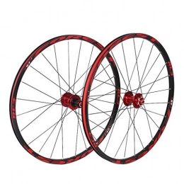 CWYP-MS Mountain Bike Wheel CWYP-MS Mountain Bike Wheel Set，120 Sounds Ultralight 5 Bearing 26" / 27.5" Bicycle Disc Brake Quick Release Red Hub+Black Rim+Black Spokes+Red Pattern(Front Wheel+Rear Wheel) (Size : 26in)