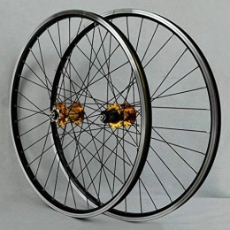 CWYP-MS Mountain Bike Wheel CWYP-MS MTB Wheel Set，26Inch Gold Bicycle Cycling Rim Mountain Bike Wheel 32H Disc / Rim Brake 7-11Speed QR Cassette Hubs Sealed Bearing 6 Pawls
