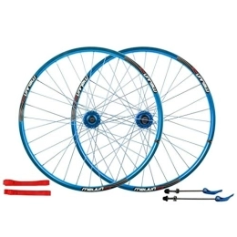QHY Spares Cycling 26 Inch Mountain Bike Wheelset, Cycling Wheels Alloy Double Wall Rim Disc Brake Quick Release Sealed Bearings 7 8 9 10 Speed 32H (Color : Blue, Size : 26inch)