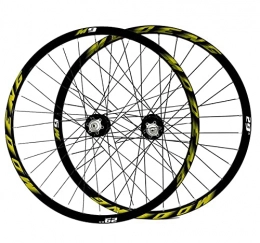 QHY Mountain Bike Wheel Cycling MTB Wheels 26 27.5 29 Inch Mountain Bike Wheelset Double Wall Rims Disc Brake 8-10s Cassette Hub 32H QR (Color : Gold, Size : 27.5in)