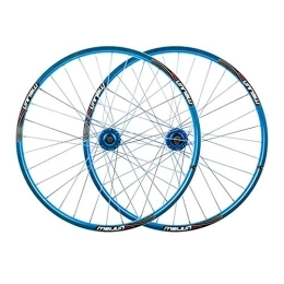 QHY Spares Cycling Wheel Mountain Bike 26" MTB Bicycle WheelSet Disc Brake Compatible 7 8 9 10 Speed Double Wall Alloy Rim 32H (Color : Blue)
