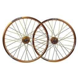 ITOSUI Mountain Bike Wheel Cycling Wheels 20 Inch Rim Mountain Bike, Disc Brake 32H Quick Release Aluminum Hub / Ball Bearing QR For7 / 8 / 9 / 10 Speed Cassette Wheelset (Color : Gold, Size : 20inch)