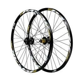 SJHFG Mountain Bike Wheel Cycling Wheels, 26 / 27.5 / 29 Inch Bicycle Wheel Double Wall MTB Rim 32 Holes Disc Brakes 7-11 Speed Flywheel (Color : Yellow, Size : 27.5inch)