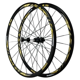 SJHFG Mountain Bike Wheel Cycling Wheels 700c, Double Wall MTB Rim Flat Bar C Brake / V Brake Road Wheel Set 7 / 8 / 9 / 10 / 11 / 12 Speed (Color : Yellow, Size : 700C)