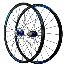 SJHFG Spares Cycling Wheels, Double Wall MTB Rim 24 Holes Quick Release Disc Brake Circle Height 21MM 7 / 8 / 9 / 10 / 11 / 12 Speed (Color : Blue hub, Size : 27.5inch)