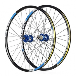 Cycling Wheels For 26 27.5 29 Inch Mountain Bike Wheelset, Alloy Double Wall Quick Release Disc Brake Compatible 8-11 Speed, Blue, 27inch