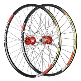 WYJW Mountain Bike Wheel Cycling Wheels For 26 27.5 29 Inch Mountain Bike Wheelset, Alloy Double Wall Quick Release Disc Brake Compatible 8-11 Speed, Red, 26inch