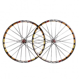 WangT Mountain Bike Wheel Cycling Wheels for 26 27.5 Inch Mountain Bike Wheelset, Alloy Double Wall Disc Brake Compatible 7-11 Speed, Red, 26