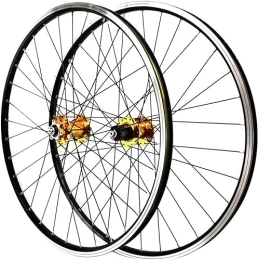 FOXZY Mountain Bike Wheel Cycling Wheels Mountain Bike Wheelset 26'' 27.5'' 29'' Rims V Disc Brake Hubs 32 Holes MTB Bicycle Quick Release Wheelset (Color : Gold, Size : 29'')