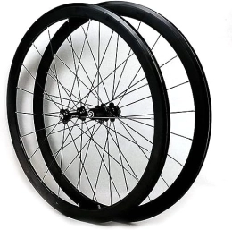 FOXZY Mountain Bike Wheel Cycling Wheels Road Bike Wheels 700C Wheelset 40mm Matte 20mm Wide Fits 7-12 Speed Cassette Mountain Bike Wheelset (Color : Black hub not logo)
