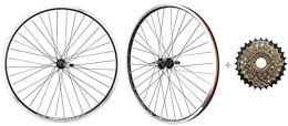 CyclingDeal Spares CyclingDeal Bicycle Mountain Bike 26 inch Double Wall Rims MTB Wheelset 26" 6 Speed with Compatible with Shimano MF-TZ500-6 14-28T Freewheel - Front & Back Wheels