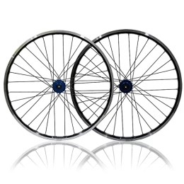 DFNBVDRR Mountain Bike Wheel DFNBVDRR Mountain Bike Wheelset 26" Disc / V Brake Quick Release MTB Wheels Double Layer Alu Alloy Rim 32 Spokes Front Rear Wheelset For 7-10 Speed Cassette (Color : Blue, Size : 26'')