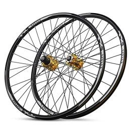 NaHaia Spares Disc Brake MTB Bicycle Wheelset For 7-11 Speed 26 27.5 29 Inch Mountain Bike Wheel Quick Release Hub Rim Sealed Bearing 32H (Color : Gold, Size : 29INCH)