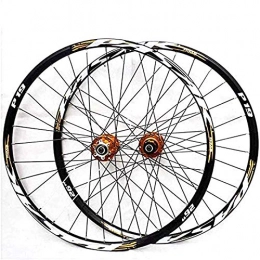 DSHUJC Spares DSHUJC 26 / 27.5 / 29 Inch Bike Wheelset, Mountain Bicycle Wheel (Front + Rear) Double-Walled Aluminum Alloy Rim Quick Release Disc Brake 32H 7-11 Speed, Gold