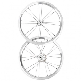 Demeras Mountain Bike Wheel durable 16 inch Folding Bike Rims Set V Brake Front 74mm Rear 85mm Hub Bicycle Wheelset for mountain bike for hiking(Silver)