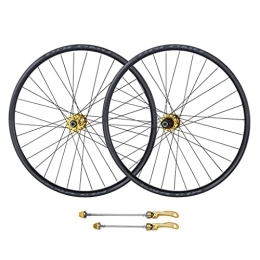 DYSY Mountain Bike Wheel DYSY MTB Bicycle Wheelset Tubeless 26 27.5 29 Inch, Aluminum Alloy Mountain Bike Sealed Bearings Hub QR 9mm 32 Hole Disc Brake For 7 / 8 / 9 / 10 / 11 Speed (Color : Gold, Size : 27.5 inch)
