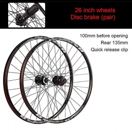 FHGH Spares FHGH 26 Inches MTB Bike Wheel / Mountain Bike Wheel, Aluminum Alloy / Disc Brakes / Quick Release / Clip Flywheel / 45 Steel Spokes / Front Opening 100mm / Rear Opening 130mm