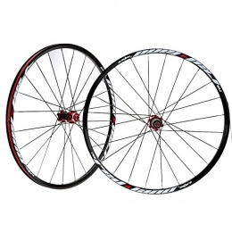 Fieuocs Mountain Bike Wheel Fieuocs 26'' 24H Disc Brake Bike Wheel Mountain Bicycle MTB Bike Wheelset Hubs, I can Make it (Color : Red)
