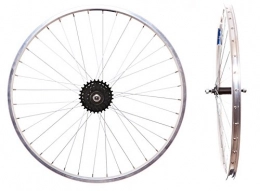 FireCloud Cycles Spares FireCloud Cycles Pair 26" SILVER ALLOY MOUNTAIN BIKE WHEELS with 5 Speed Freewheel Cog SOLID AXLE