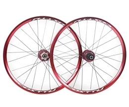 HSQMA Mountain Bike Wheel Foldable Bike Wheels 20 Inch 451mm MTB BMX Wheelset Disc Brake Wheels 24 / 24 Holes Rim Quick Release Hub QR 100 / 135mm 7 / 8 / 9 / 10 / 11 Speed Cassette (Color : 451 Red)