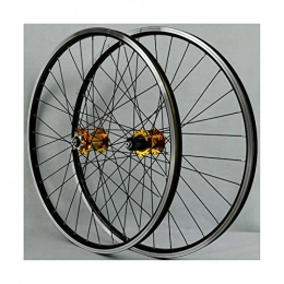FREEDOH Spares FREEDOH 26 Inch 32Holes Mountain Bike Wheel MTB Bike Rims Adopt Disc / V- Brake Aluminum Alloy Hub Front 2 Rear 4 Bearings With Quick Release Lever+Tire Pad+Spoke, Gold Hub, 26Inch