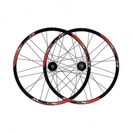 FREEDOH Spares FREEDOH 26 Inch, Mountain Bike Wheelset (front / rear), Mtb Bike Quick-release Rims, 24 Holes, Aluminum Alloy Double-layer Rim, Disc Brake, Support 7 / 8 / 9 Speed Cassette Flywheel, Red, 26inch