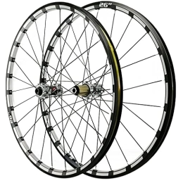 GAOZHE Mountain Bike Wheel GAOZHE 26 / 27.5 In Bicycle Wheelset Hybrid Mountain Bike Wheels Double Walled Aluminum Alloy MTB Rim Disc Brake Thru Axle 24 Holes 7 / 8 / 9 / 10 / 11 / 12 Speed Cassette (Color : Silver, Size : 26in)