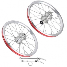 Germerse Spares Germerse Folding Bike Wheelset, Mountain Bike Wheelset, Durable Aluminium Alloy Bike Wheelset Outdoor Mountain Bike for V Brake Road Bike(Silver)