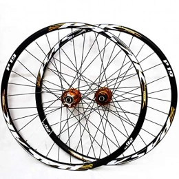 GJZhuan Mountain Bike Wheel GJZhuan Mountain Bike Wheelset 26'' 27.5" 29" 32 Holes Disc Brake MTB Bicycle Wheel Set Quick Release Cone Hub 7 / 8 / 9 / 10 / 11 Speed (Six Holes Centerlock) (Color : Yellow, Size : 27.5inch)