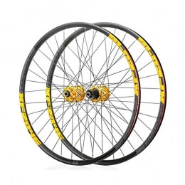 GLING Mountain Bike Wheel GLING Mountain Bike Wheel Sets 26" / 27.5" / 29" Disc Quick Release, Classic Mountain Front 2 Rear 4 Bearing 6 Paw 72 Ring Wheel Set, Standard 8-11 Speed Tower Base Drive System (Color : Gold-27.5")